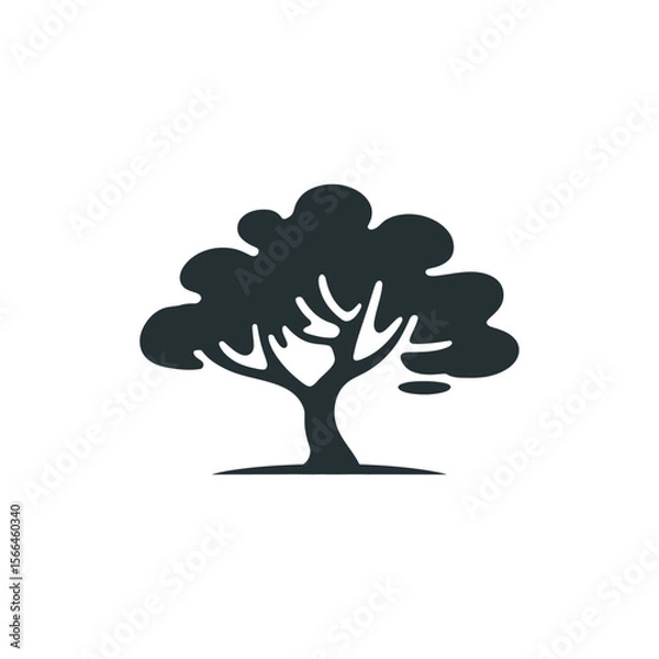 Fototapeta Vector illustration of a tree silhouette with green leaves, perfect for nature and ecological designs