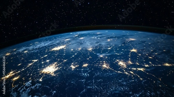 Fototapeta A time-lapse of Earth from space with a fading human silhouette, symbolizing a historic cosmic moment.
