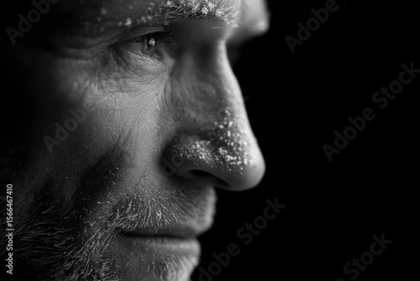 Obraz  A black and white photo of a man's face