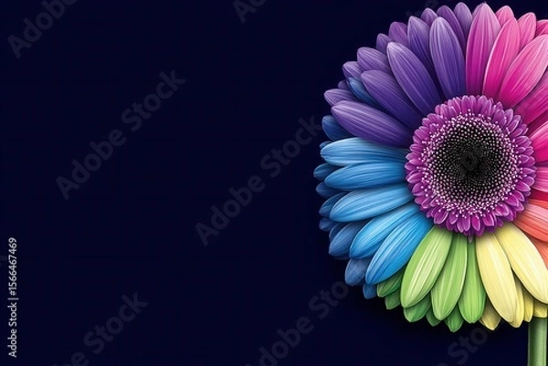 Obraz A colorful flower on a dark blue background