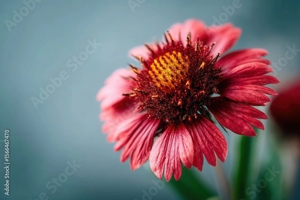 Obraz A close up of a red flower with a yellow center