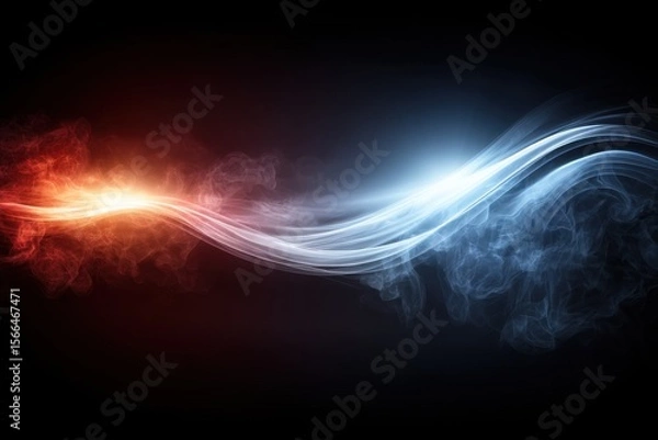 Obraz A black background with red, white and blue smoke