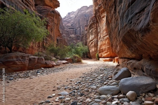 Obraz A rocky path in the middle of a canyon