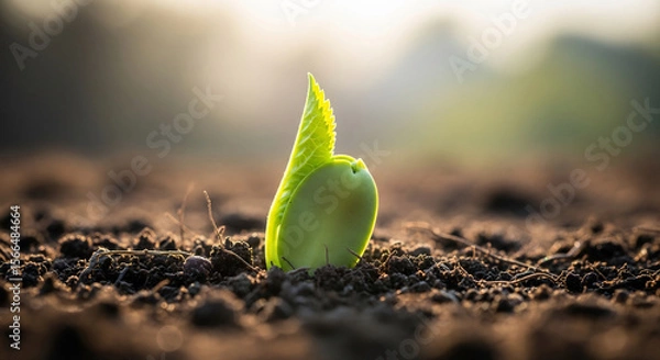 Fototapeta Seedling Emerging from Soil: Symbol of Growth, Life, and World Population Day