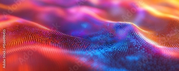 Fototapeta Colorful abstract background with blurred dots of light, dots in motion on a colorful gradient background,