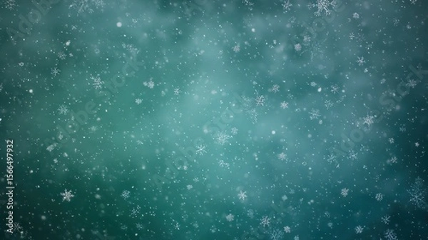 Obraz snow falling on a green background