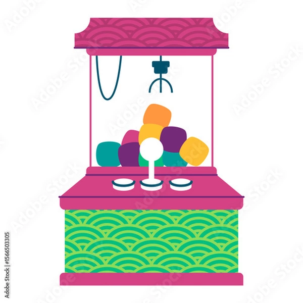Obraz Claw machine crane game machine designed for players to try and grab prizes vector illustration