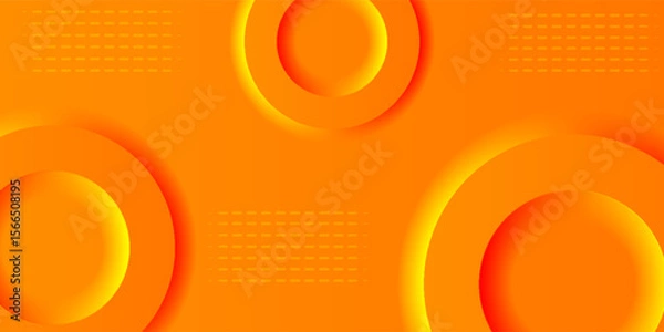 Fototapeta Bright orange abstract vector with layered circular shapes and soft shadows, creating a vibrant 3D effect and a modern, energetic, and dynamic visual design.