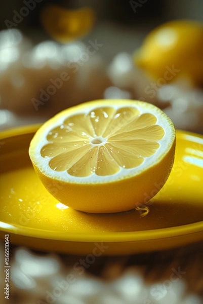 Obraz Fresh Half Lemon on Yellow Plate
