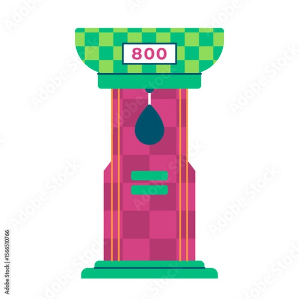 Obraz Punching ball boxing illustration of test your strength carnival game where a player hits punch a target displaying score