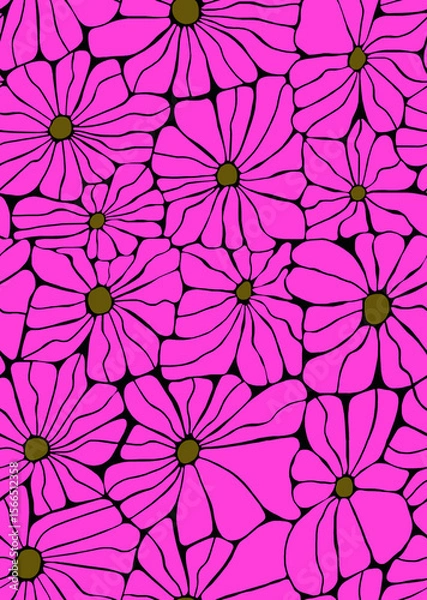 Obraz A pattern of large daisies in bright colors .Seamless pattern.
