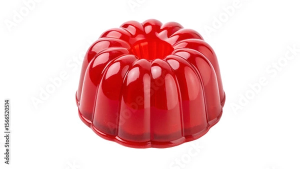 Fototapeta glossy vibrant red jelly mold with rounded isolated on transparent background