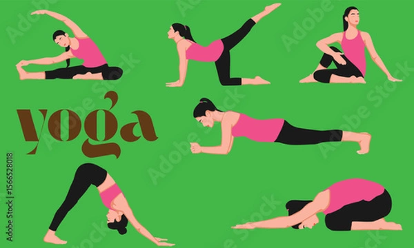 Obraz Yoga Poses Style Vector Set