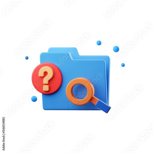 Fototapeta Folder with magnifying glass and question mark.
