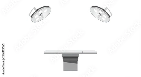 Fototapeta Illustration of an operating room with surgical lights and a patient table