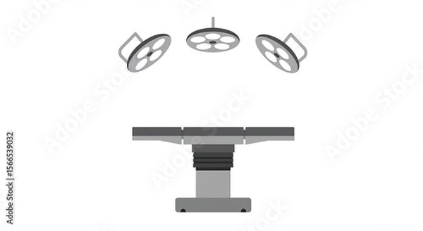 Fototapeta Illustration of an operating room with surgical lights and an adjustable table