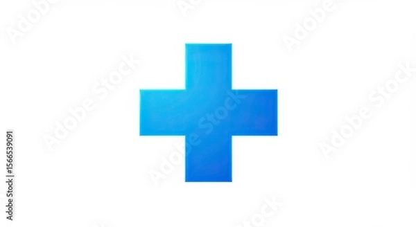 Fototapeta Isolated blue cross symbol on a white background, representing health and medicine.