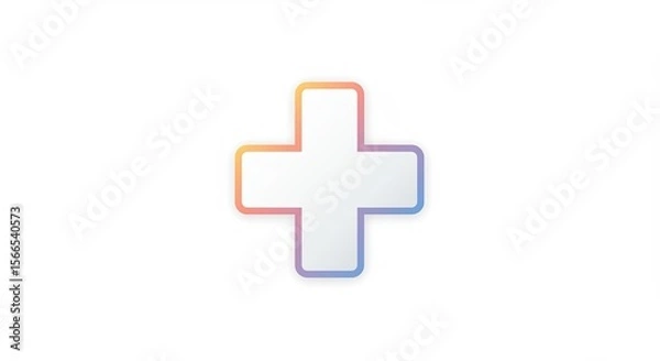 Fototapeta Modern gradient plus sign icon with rounded corners on a clean white background