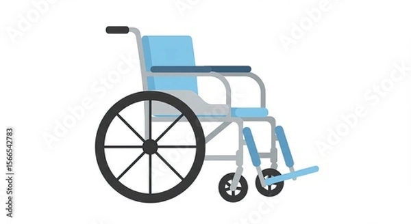 Fototapeta Simple flat illustration of a wheelchair isolated on a white background for medical purposes.