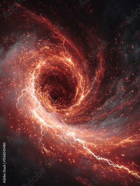 Fototapeta Dynamic Data Vortex With Red Energy