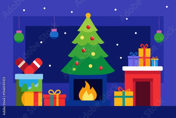 Fototapeta christmas tree with gifts