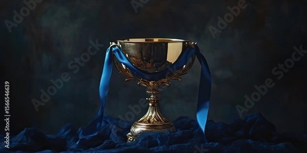 Fototapeta Winner trophy with flames and blurred background, generative ai