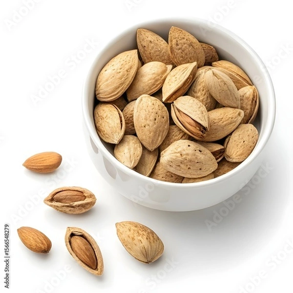 Fototapeta Bowl of Natural Almonds in Shells, Healthy Organic Snack