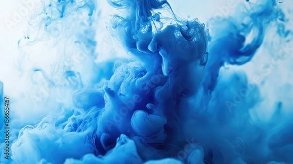 Obraz style ink water blue