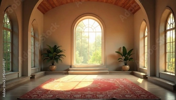Fototapeta Serene Indoor Prayer Space Soft Light Illuminates Tranquil Scene of Peace and Meditation, Perfect for Spirituality, Faith, and Reflection