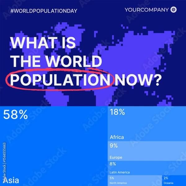Fototapeta Minimalist world population day design with infographic