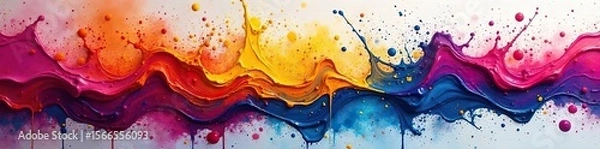 Fototapeta Vibrant acrylic paints splashing onto a canvas, creating a dynamic explosion of color and texture Perfect for art, design, and creativity themes High resolution image , texture, painting