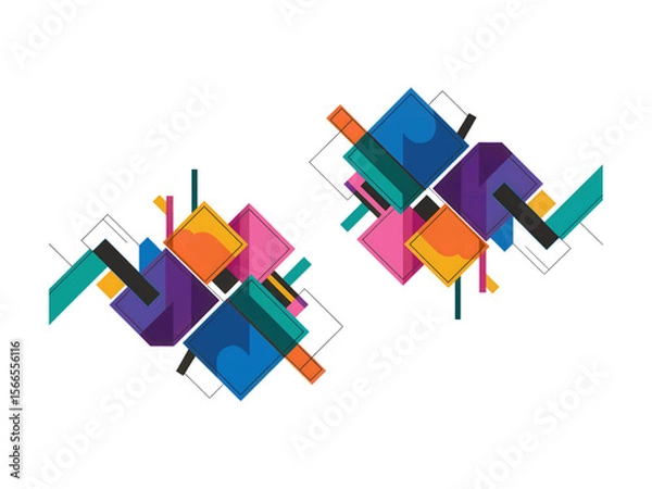 Obraz Dynamic Abstract Geometric Shapes.