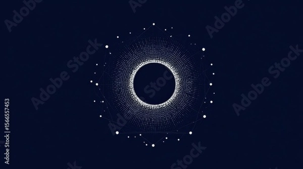 Fototapeta Ultra Minimalist Graphic Design Featuring White Geometric Patterns On Dark Blue Background