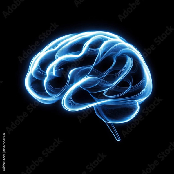 Obraz Futuristic glowing blue brain light concept