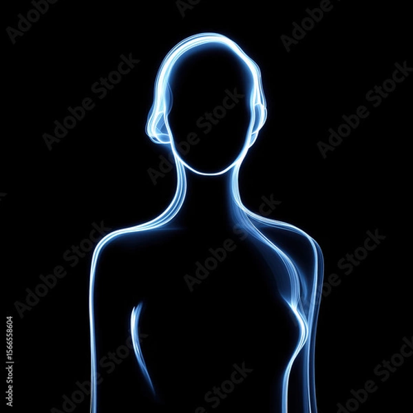 Obraz Faceless glowing figure outlined with blue light