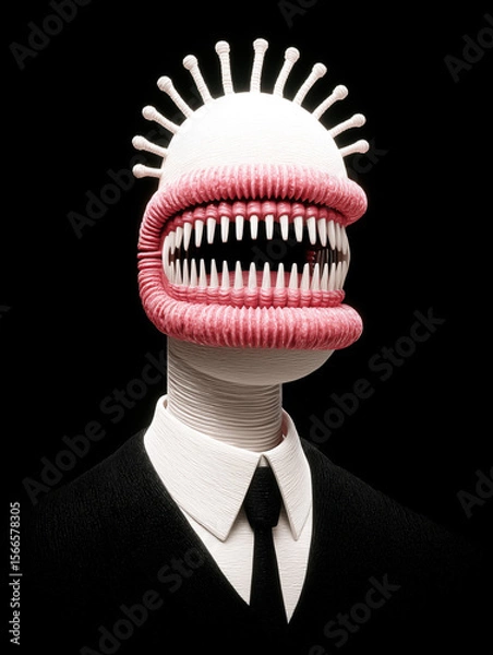 Obraz Strange figure with giant pink lips and teeth