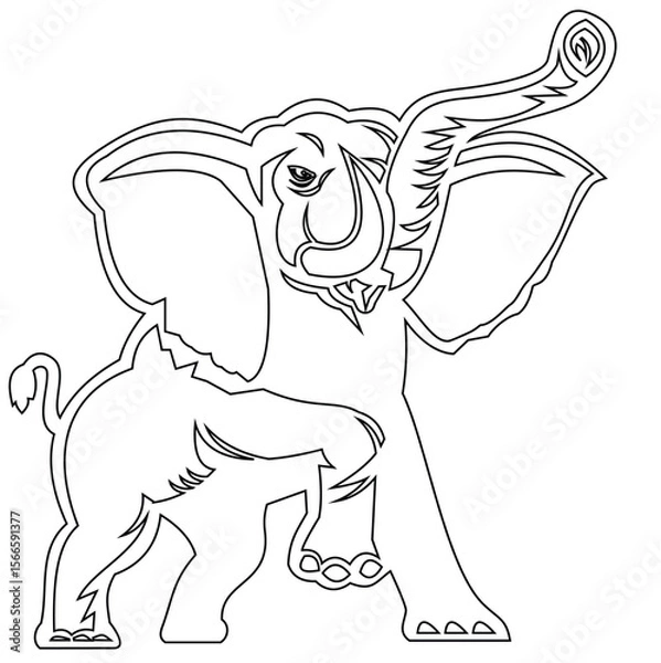 Fototapeta Playful elephant illustration in contour style. Ideal for creative kids’ worksheets, jungle-themed resources, or coloring book pages.

