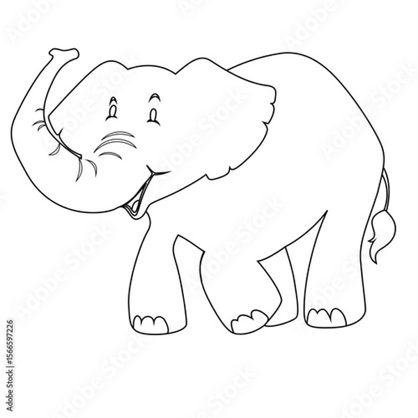 Fototapeta Vector illustration of a stylized elephant in simple line style. Great for educational content, digital design, and printable coloring activities.

