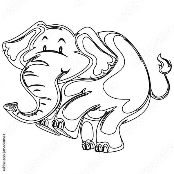Fototapeta Simple and elegant elephant line art illustration in vector format. Perfect for coloring books, kids' worksheets, educational printables, and animal-themed projects.