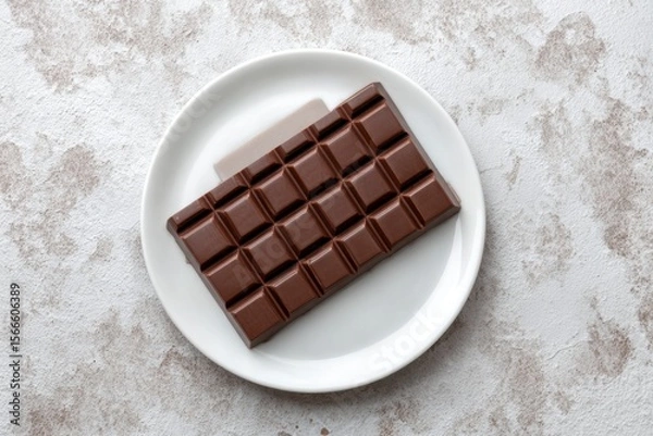 Obraz Dark Chocolate Bar on White Plate