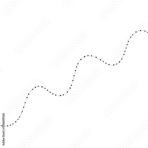 Fototapeta A simple black and white image featuring a curved line made of small black dots on a white background
