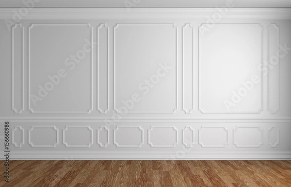 Obraz White wall in classic style empty room architectural background