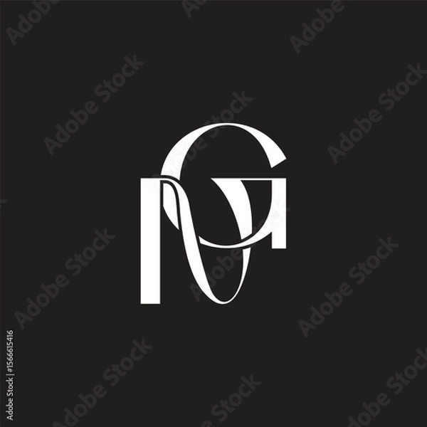 Obraz letter ng simple linked overlapping ribbon logo vector