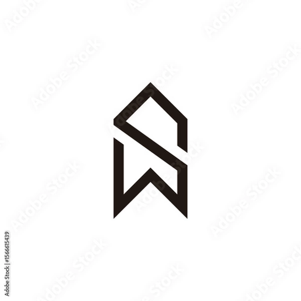 Obraz letter sw simple arrow  linear geometric logo vector