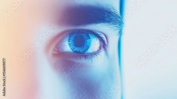 Obraz Close-Up of Human Eye with Futuristic Digital Elements