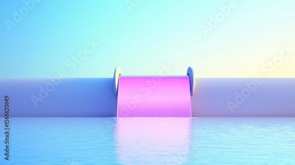 Obraz Flowing Waterfall in Pastel Colors Over Calm Water Surface