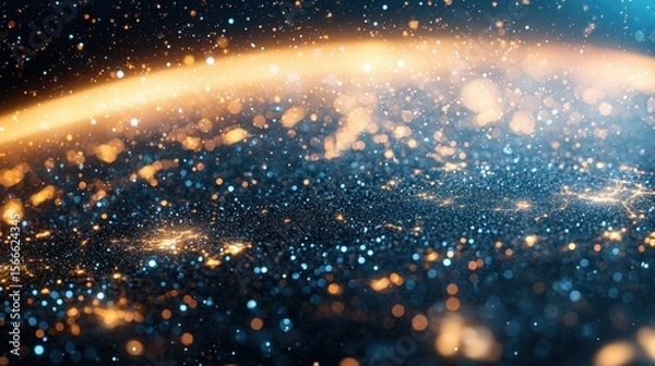 Fototapeta Vibrant Cosmic Scene with Bright Particles and Stars