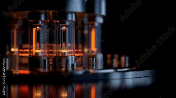Fototapeta Illuminated Vacuum Tubes: A Close-Up of Glowing Technology