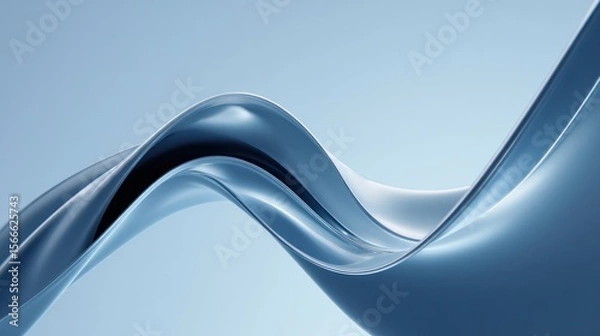 Fototapeta Abstract blue flowing curves