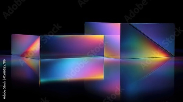 Fototapeta Abstract iridescent geometric shapes